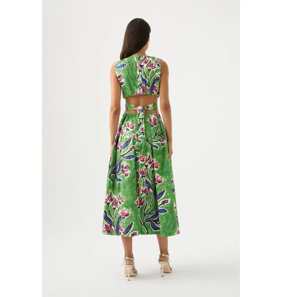 Aje Zorina Tie Midi Dress Native Gumnut Floral Size AU 16 photo 2