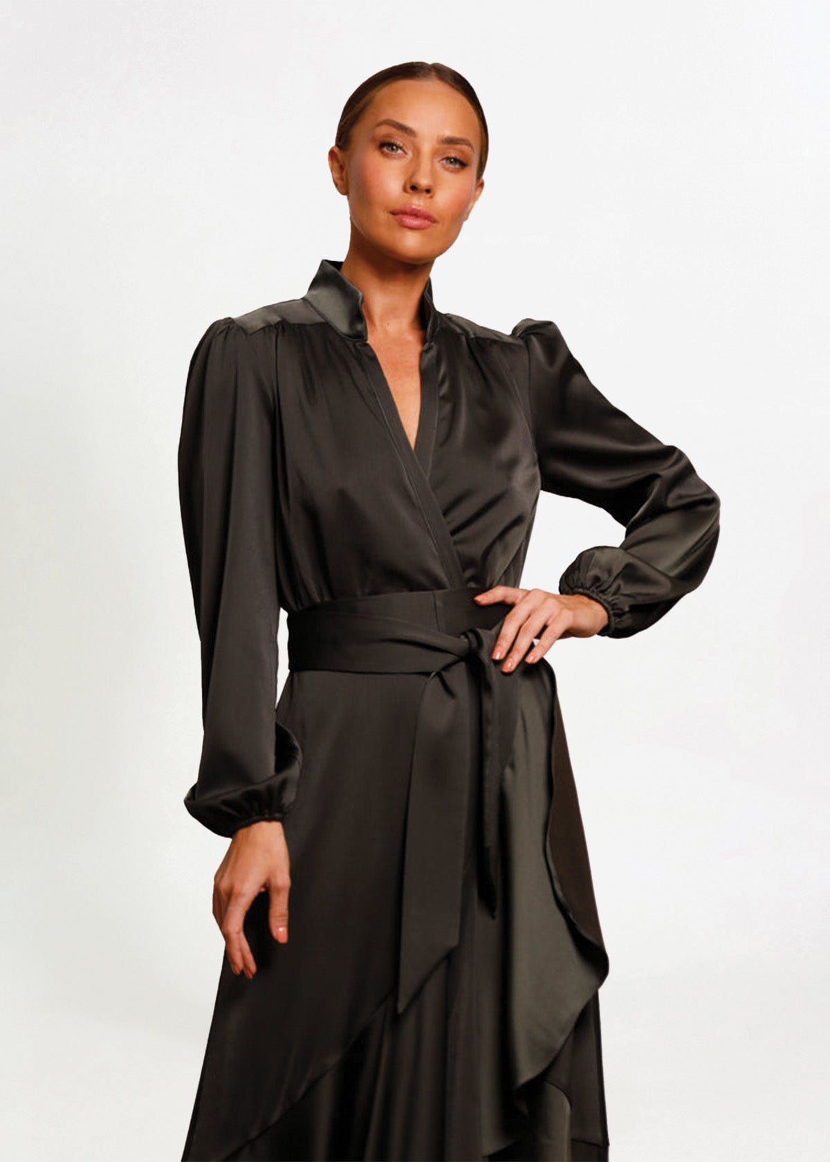 Pinnacle Sleeve Midi Dress in Combat photo 4