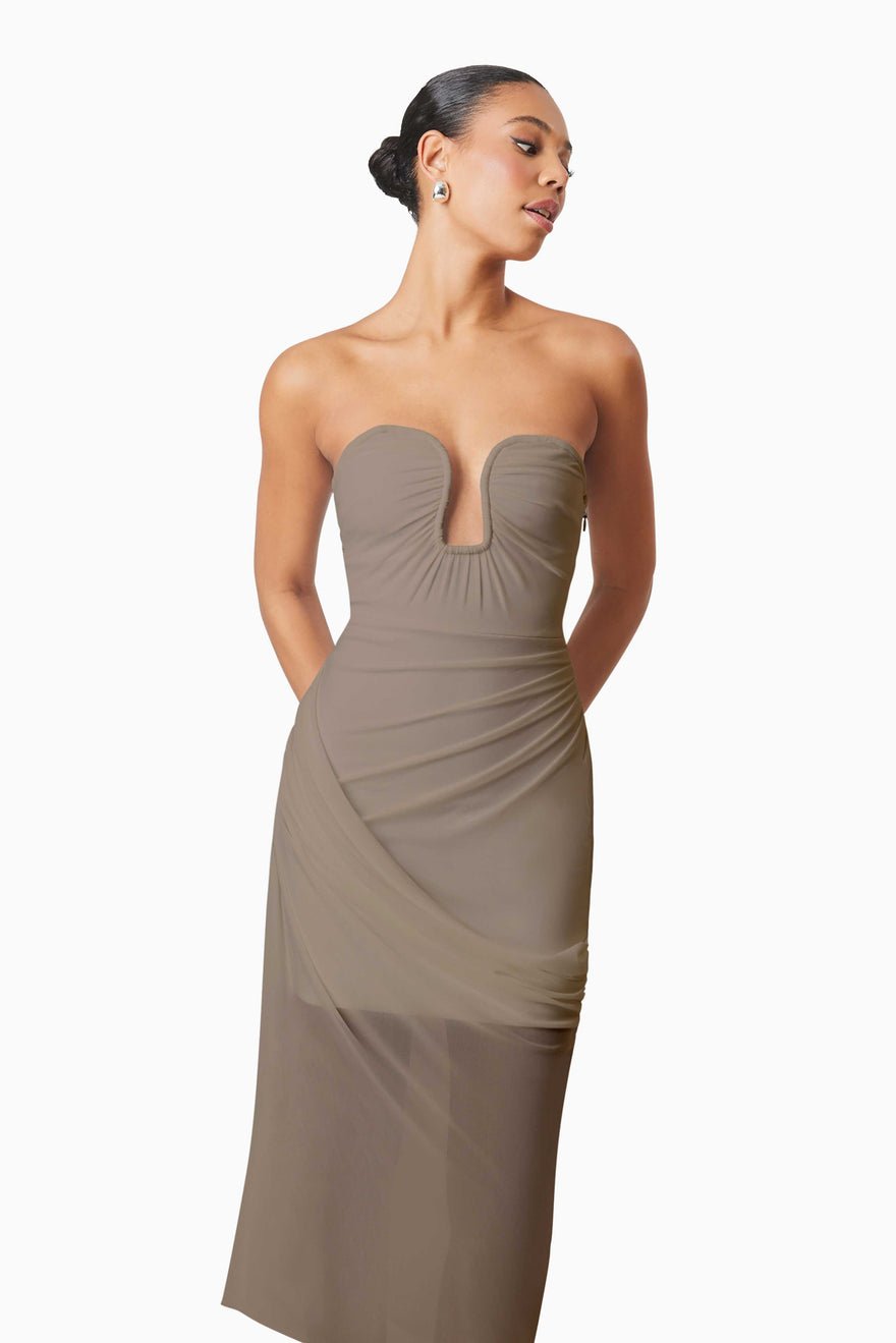 Elliatt Phoebe Midi Dress - Mushroom photo 2