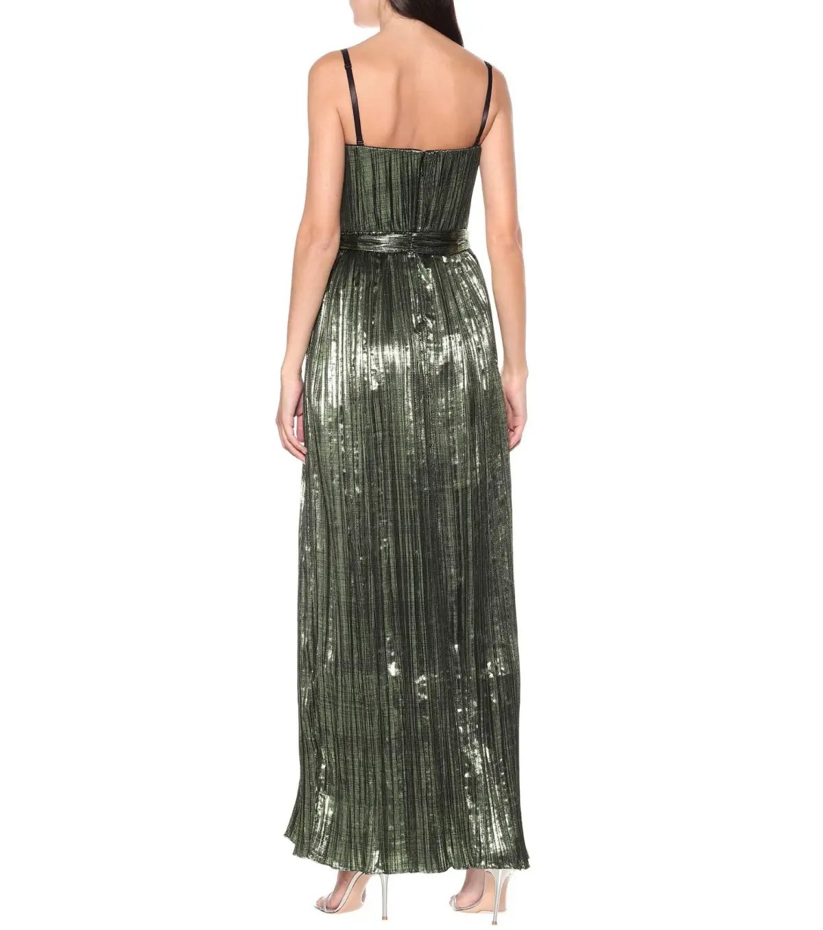 Jonathan Simkhai Metallic Plisse Strapless Gown Green Size 8 photo 2