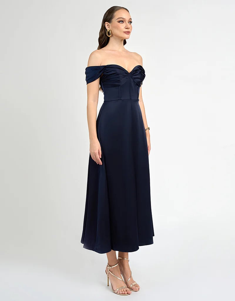 Bariano Josie Off The Shoulder A Line Maxi - Navy photo 2