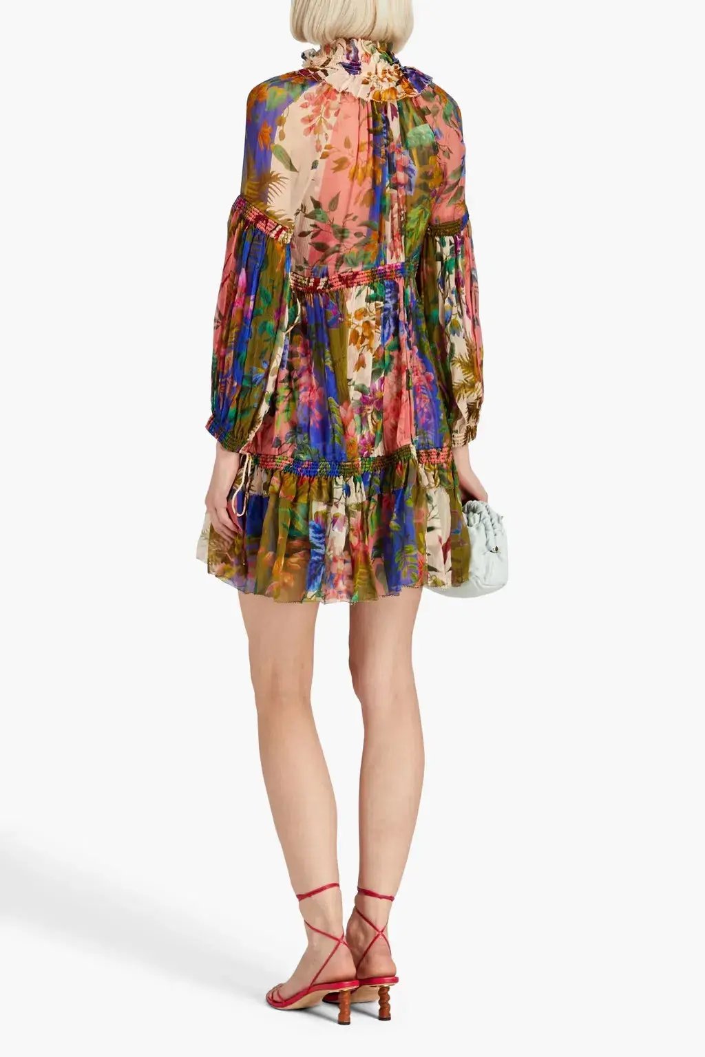 Zimmermann Tropicana Lantern Ruffle Mini Dress Multi Floral Size 0/Au 8 photo 2