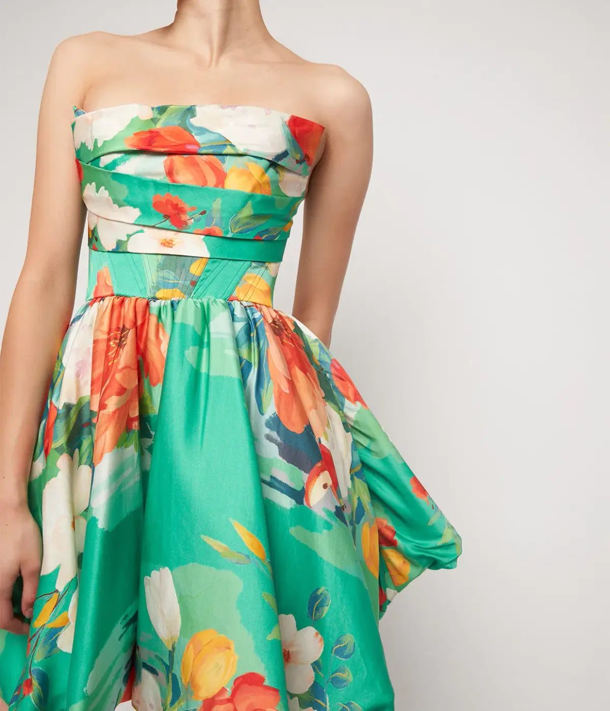 Leo Lin Florescence Bustier Bubble Mini Dress in Lily Pad Green Size 6 photo 2