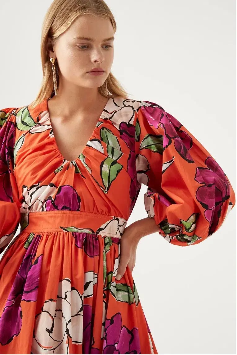 Aje Marlene Floral Midi Dress Vivid Camellia Size 4 photo 4