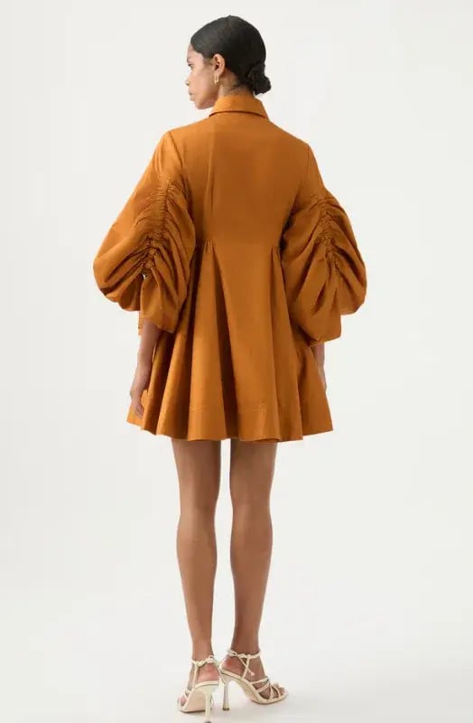 Aje Utopia Drawstring Mini Dress Chestnut Brown Size 8 / S photo 3