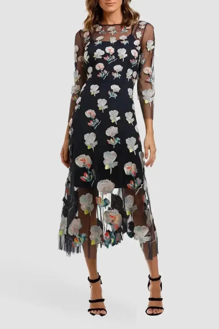 Moss and Spy Monet Dress in Ink Multi Florals Size 14 photo 3