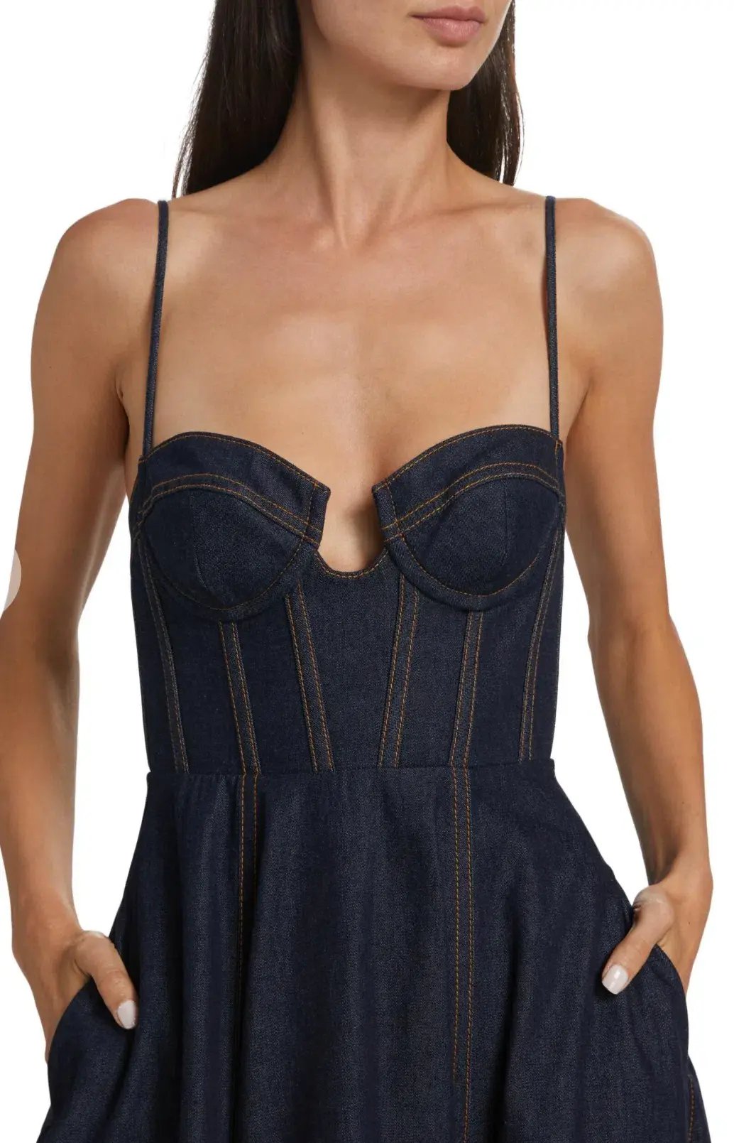 Zimmermann Crush Denim Bustier Midi Dress Navy Size 0P/Au 6 photo 5