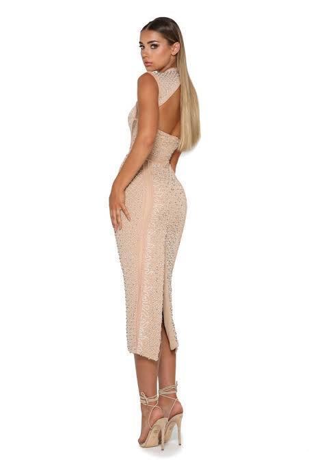 Portia And Scarlett Balmain Midi Dress Nude Size 6 photo 3