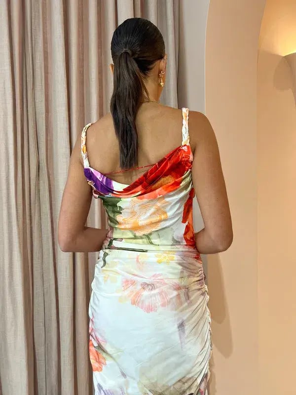 Leo Lin Rachel Cowl Neck Slip Dress in Cascade Floral Print Size 16 photo 3