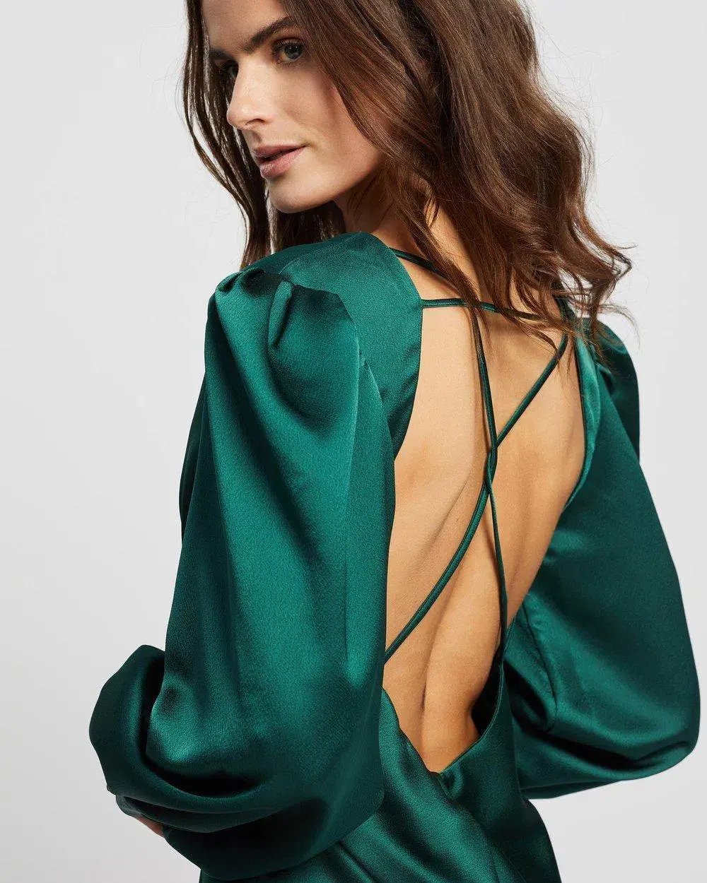 By Johnny Chloe Cross Back Midi Dress Army Green Size 8 photo 2