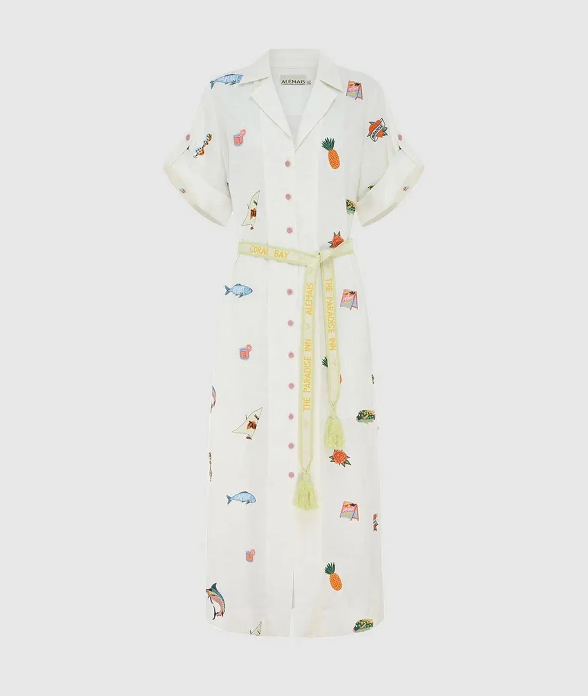 Alemais Blue Marlin Embroidered Shirtdress Multi Size 16 photo 6