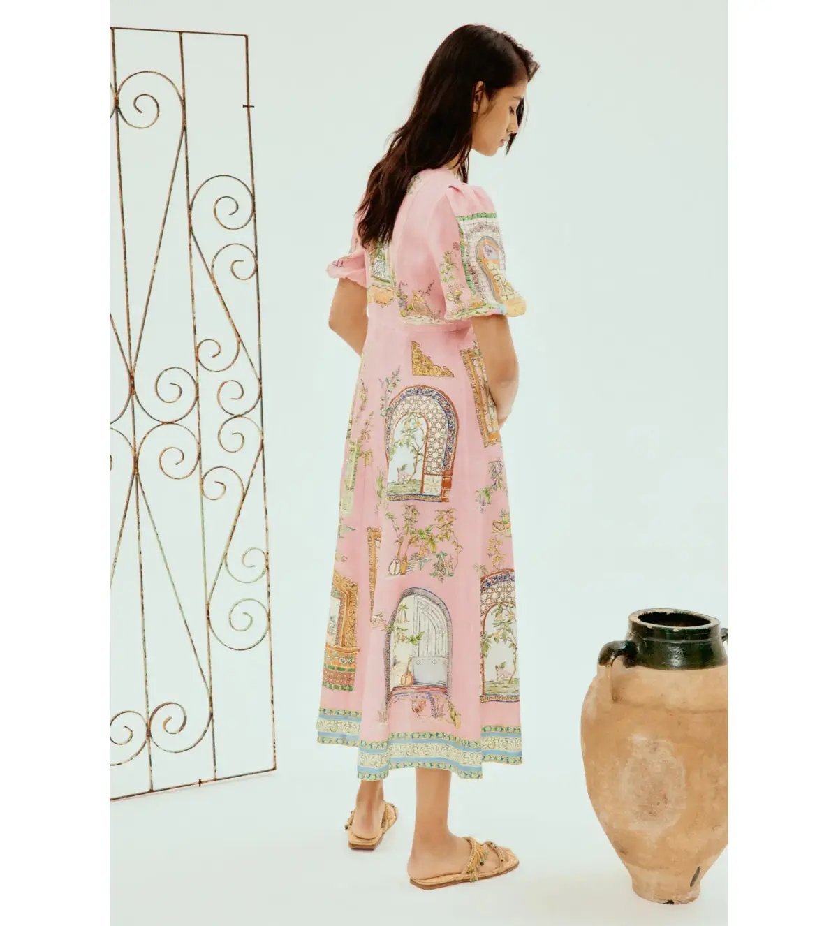 Alemais Monte Midi Dress Pink Print Size AU 16 photo 4