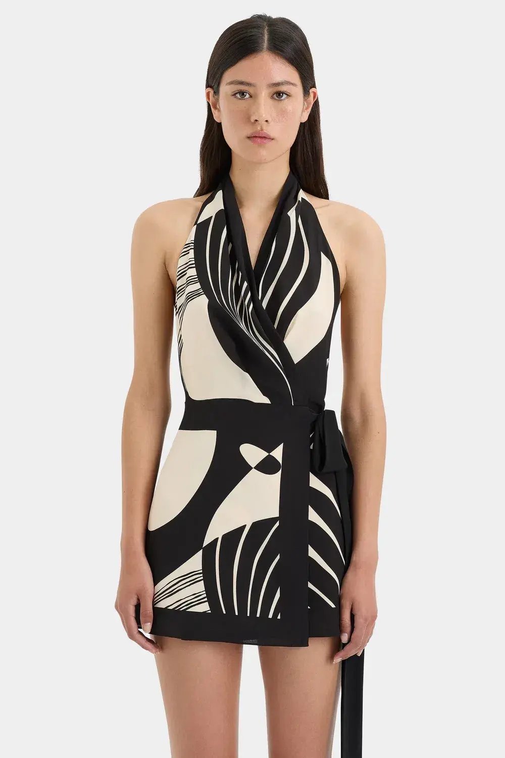 SIR THE LABEL REALISME WRAP HALTER MINI DRESS / SIZE 12 photo 4