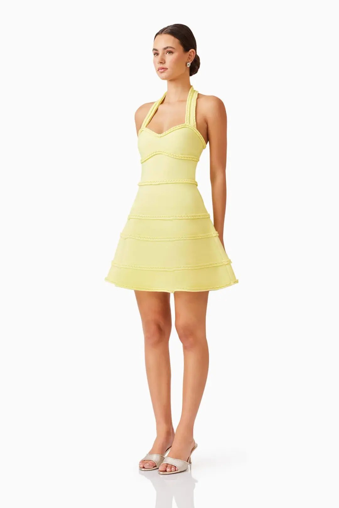 Elliatt Katlyn Halter Mini Dress in Lemon Yellow Size 10 photo 2