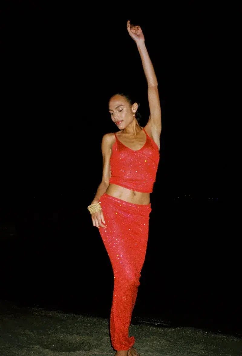 Asta Resort Carolina Camisole and Skirt Set in Rossa Sequin Size M / AU 10 photo 5