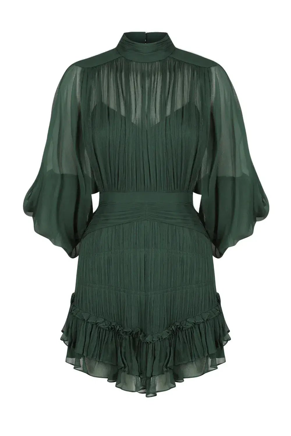 Shona Joy Leonie Long Sleeve Ruched Mini Dress Rosemary Green Size 10 photo 6