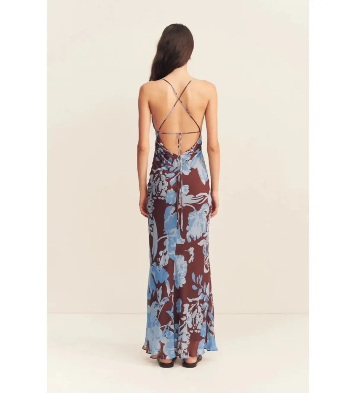 Shona Joy Olson Lace Back Bias Maxi Dress in Arcadian Floral Size AU 10 photo 3
