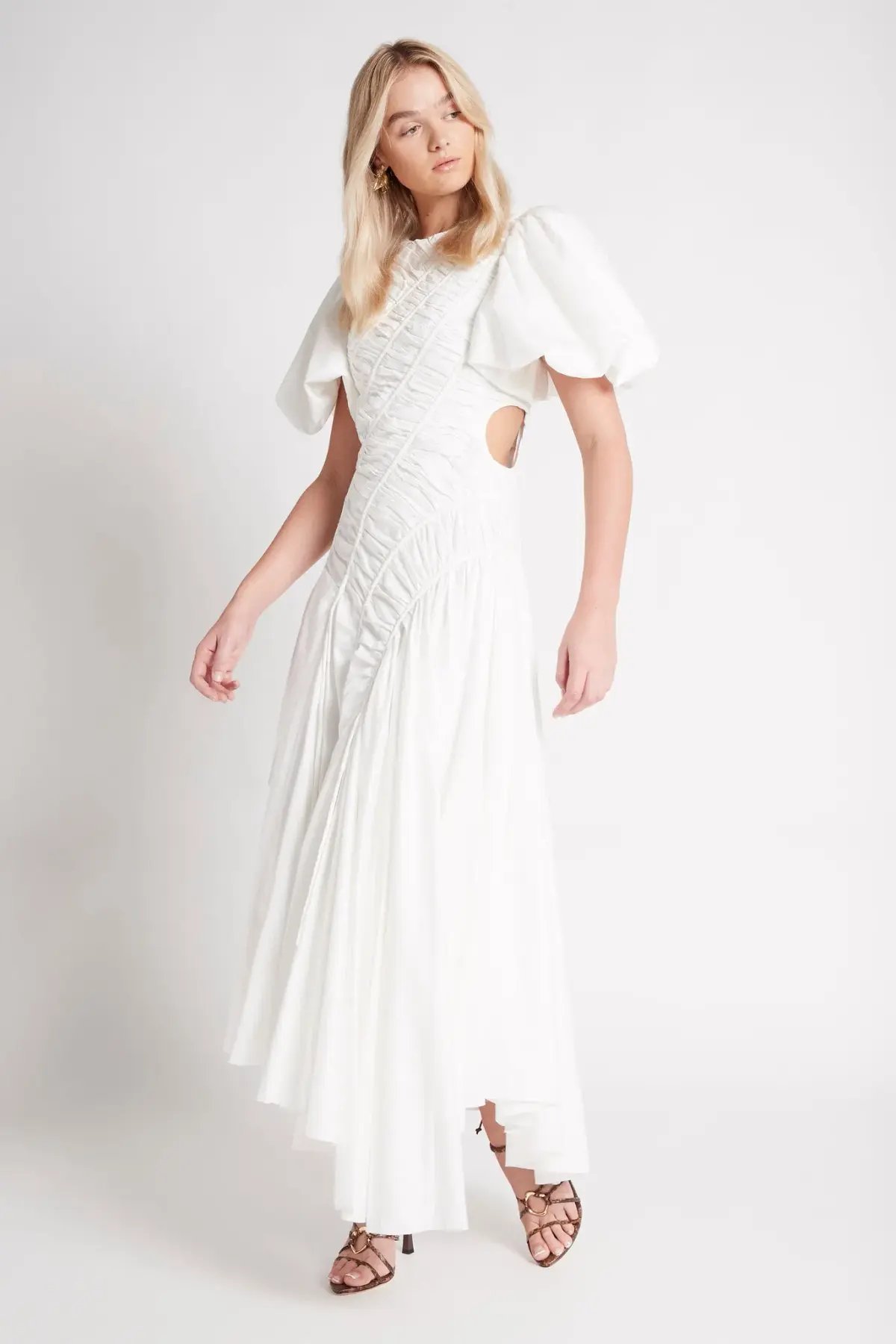 Aje Siren Drawstring Midi Dress Ivory Size 10 photo 2