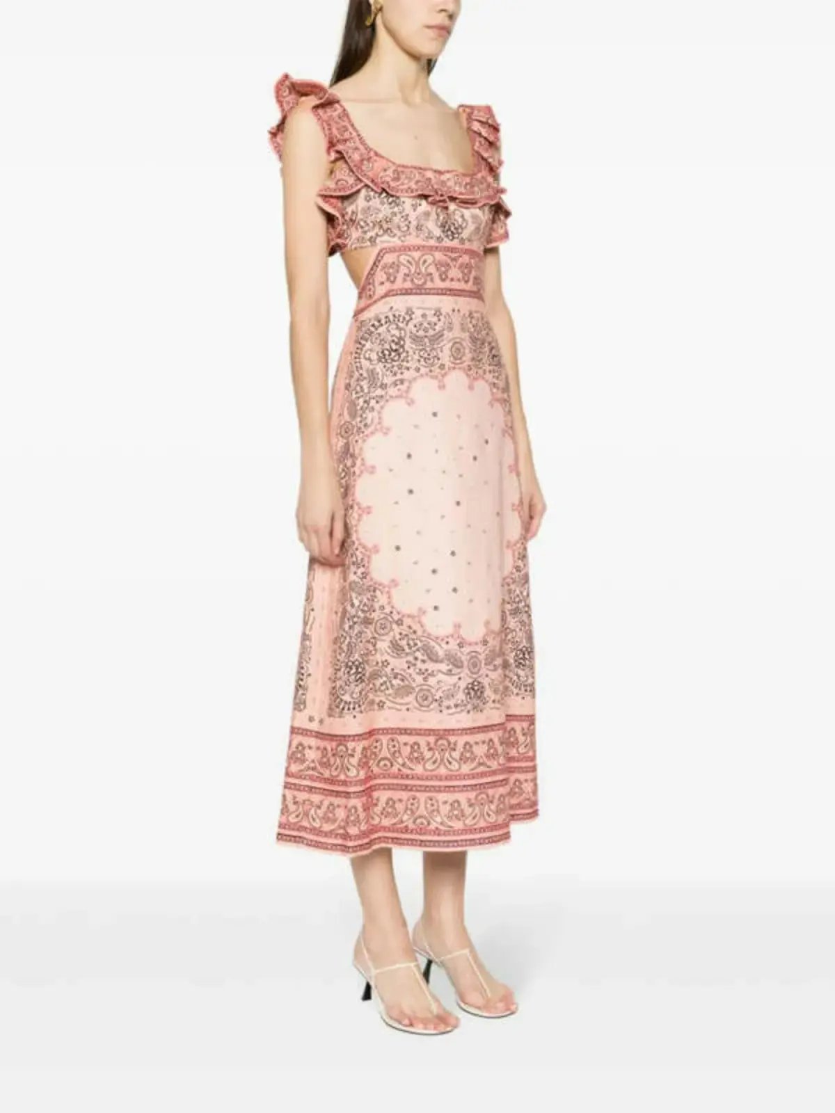 Zimmermann Matchmaker Frilled Midi Pink Bandana Size 3 / AU 14 photo 2
