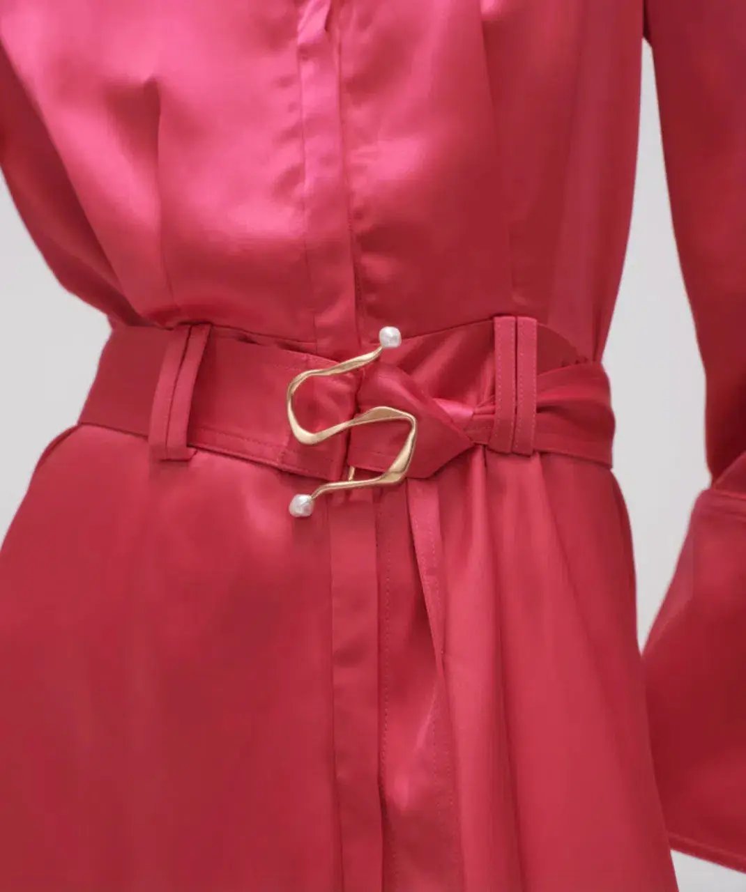 Aje Echo Belted Midi Shirt Dress in Hot Pink Size 8 photo 2