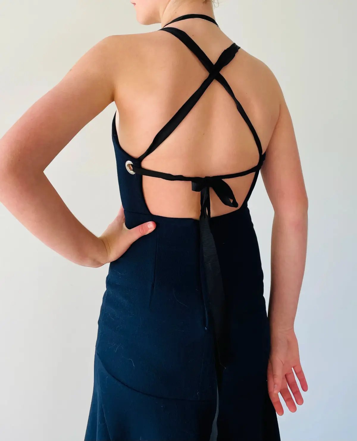 Rebecca Vallance Halter Cut Out Midi Dress Navy Size 6 photo 3