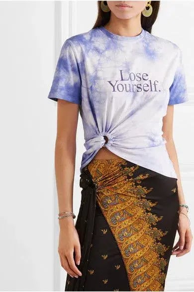 Paco Rabanne Stretch Jersey Wrap Skirt & Lose Yourself Tie Dye Shirt Set Print Size 8 photo 5