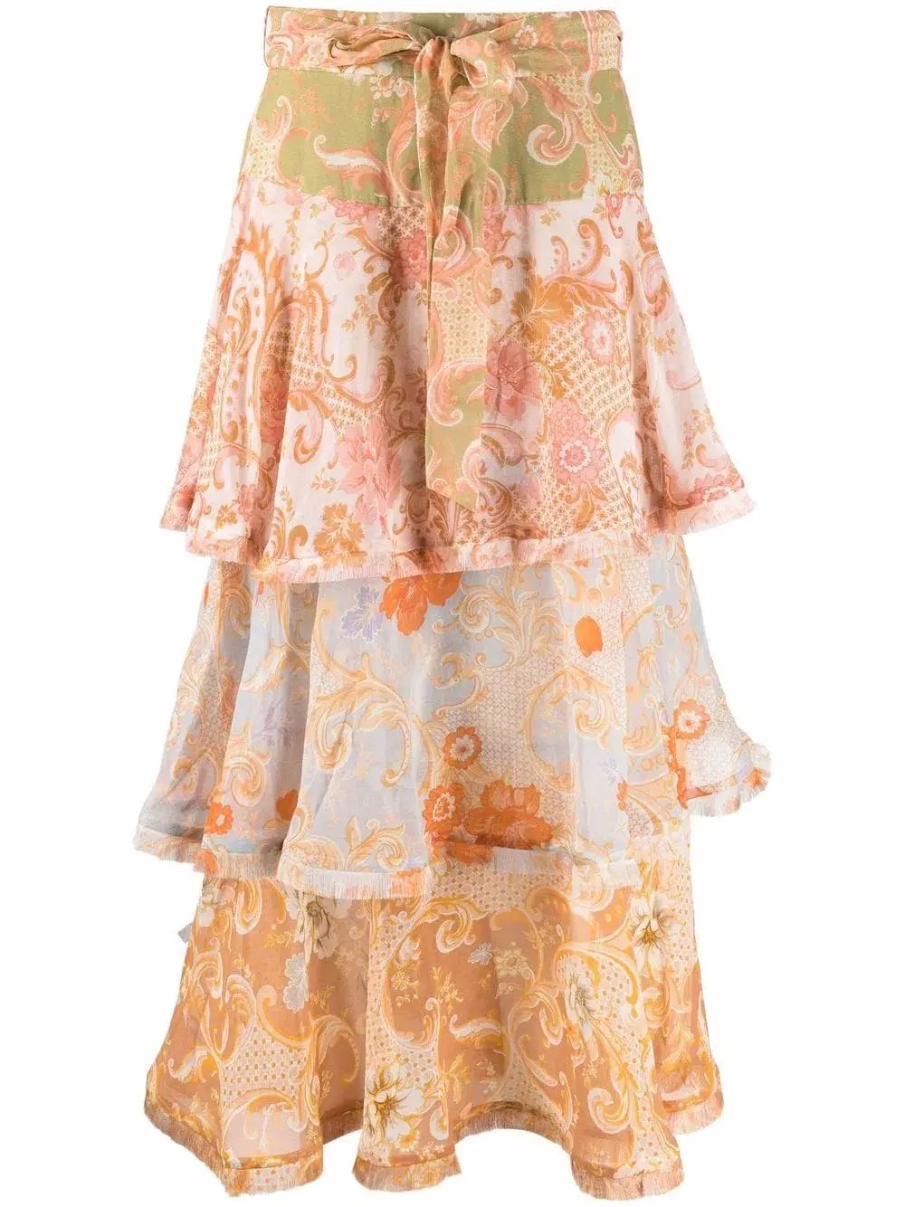 Zimmermann Postcard Flounce Midi Skirt Multi Size 0P/Au 6 photo 3