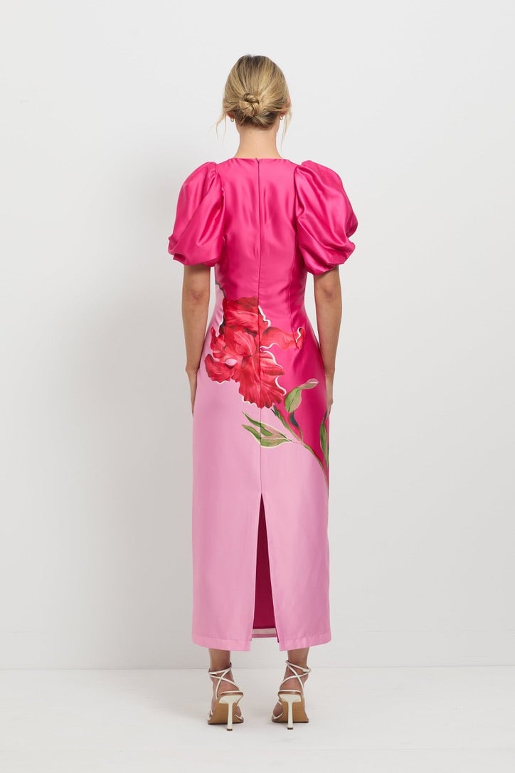 PASDUCHAS POMPON SLEEVE MIDI DRESS - PINK FLORAL photo 7