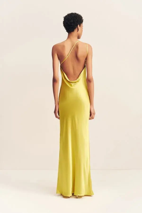 Shona Joy Sofia One Shoulder Cowl Maxi Dress Lime Size 8 photo 4