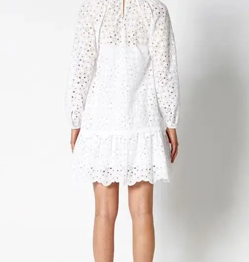 Scanlan Theodore Embroidered Cotton Mini Dress White Size 8 photo 3