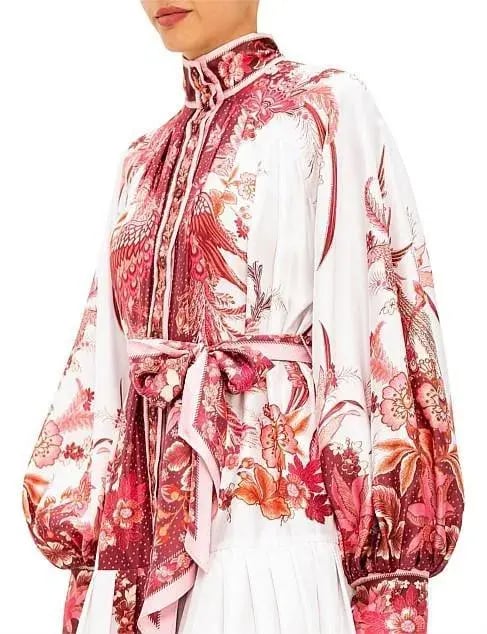 Zimmermann Wavelength Placement Midi Dress Pink Phoenix Size 1 / Au 10 photo 4