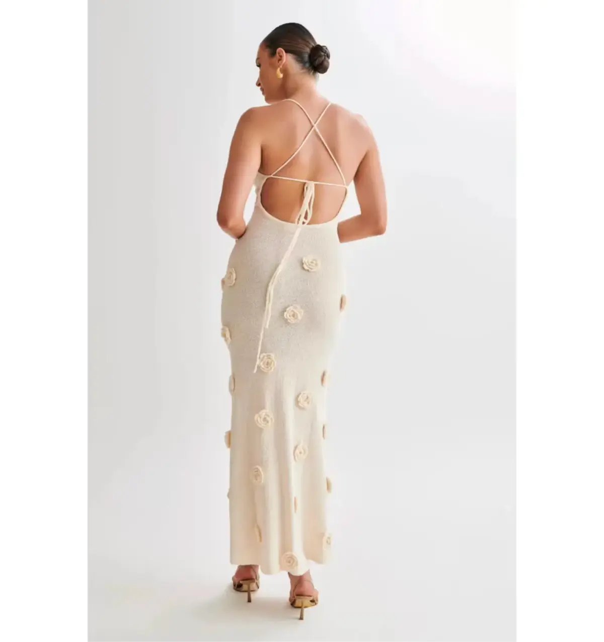 Meshki Suki Knit Maxi Dress With Flowers Nude Size Small / AU 8 photo 3