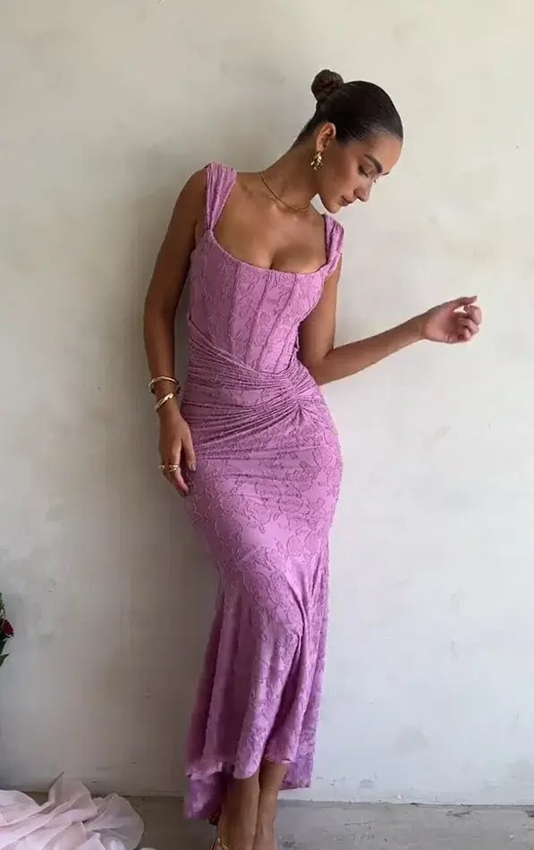 House of CB Cesca Rose Pink Floral Maxi Dress Pink Size S/AU 8-10 photo 6