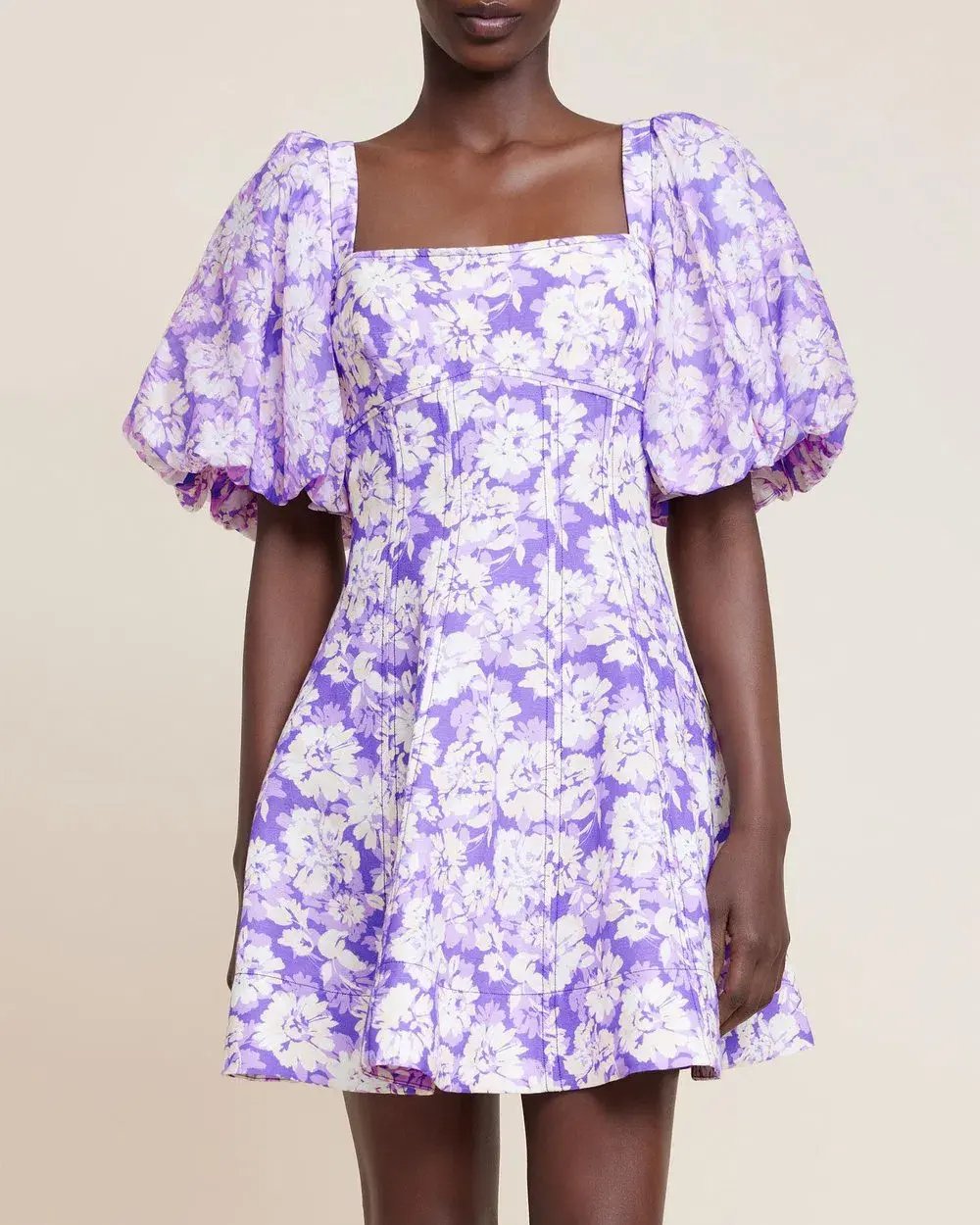 Acler Anther Mini Dress Purple Floral Size 8 photo 3