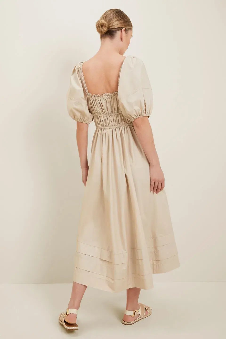 Seed Heritage Poplin Midi Dress Beige Size 14 photo 2