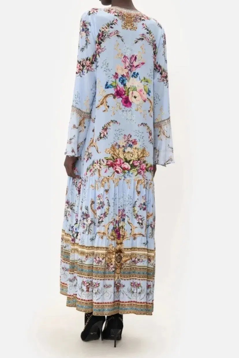 Camilla Lace Up Dress With Tiered Hem Floraful Size XS (8) photo 3