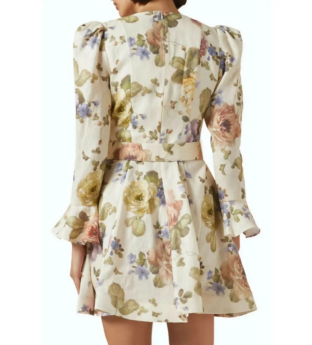 Zimmerman Luminosity Mini Dress in Multi Floral Cream Size 0 / AU 8 photo 2
