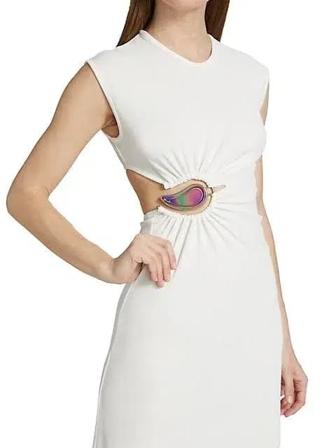 Christopher Esber Ruched Moodstone Tank Dress in White Size 8 / S photo 2