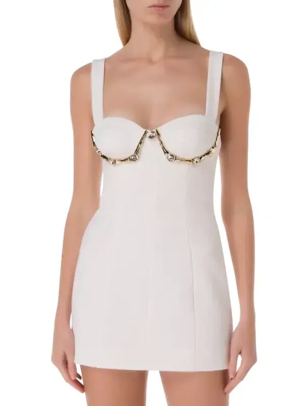 Area Crystal Claw Mini Dress Ivory White Size AU 8 photo 4