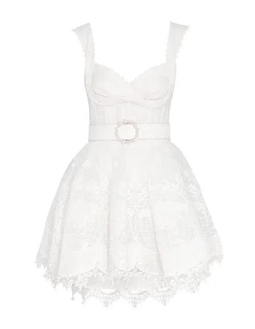 Zimmermann High Tide Embroidered Mini Dress Ivory Size 1 / Au 10 photo 3