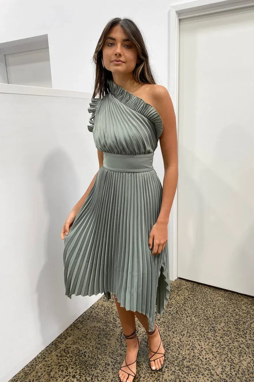 Mossman The Lady Like Midi Dress in Sage Size 12 photo 2