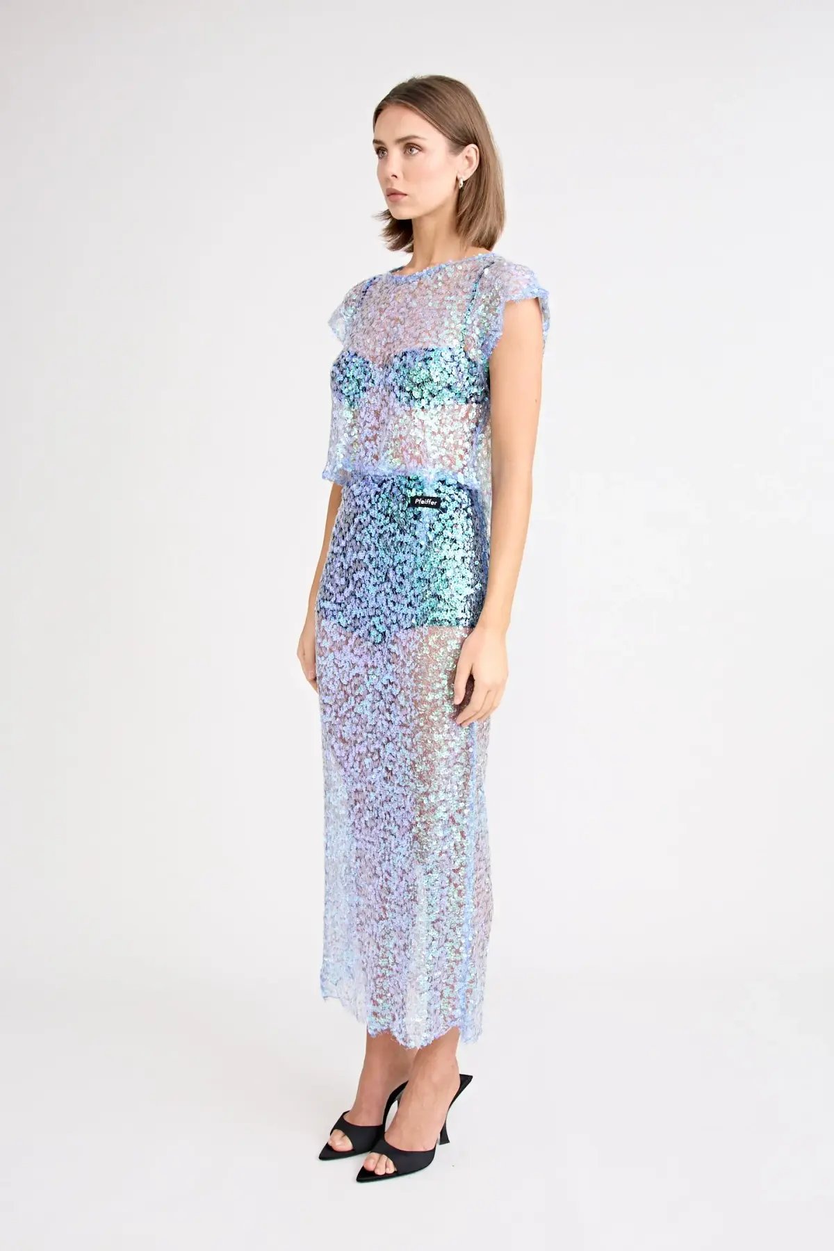 Pfeiffer Delphine Skirt in Aquamarine Sequin Size M / AU 10 photo 3