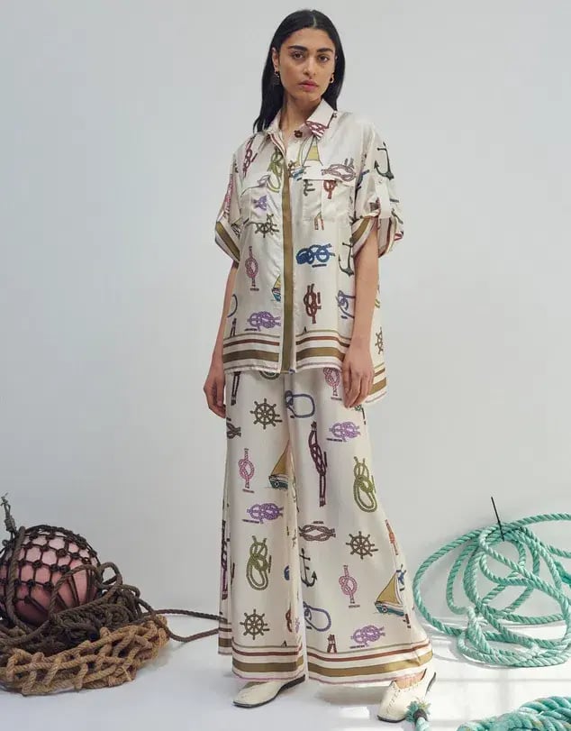 Alemais Ships Ahoy Man Shirt and Pants Set Print Size 8 photo 2