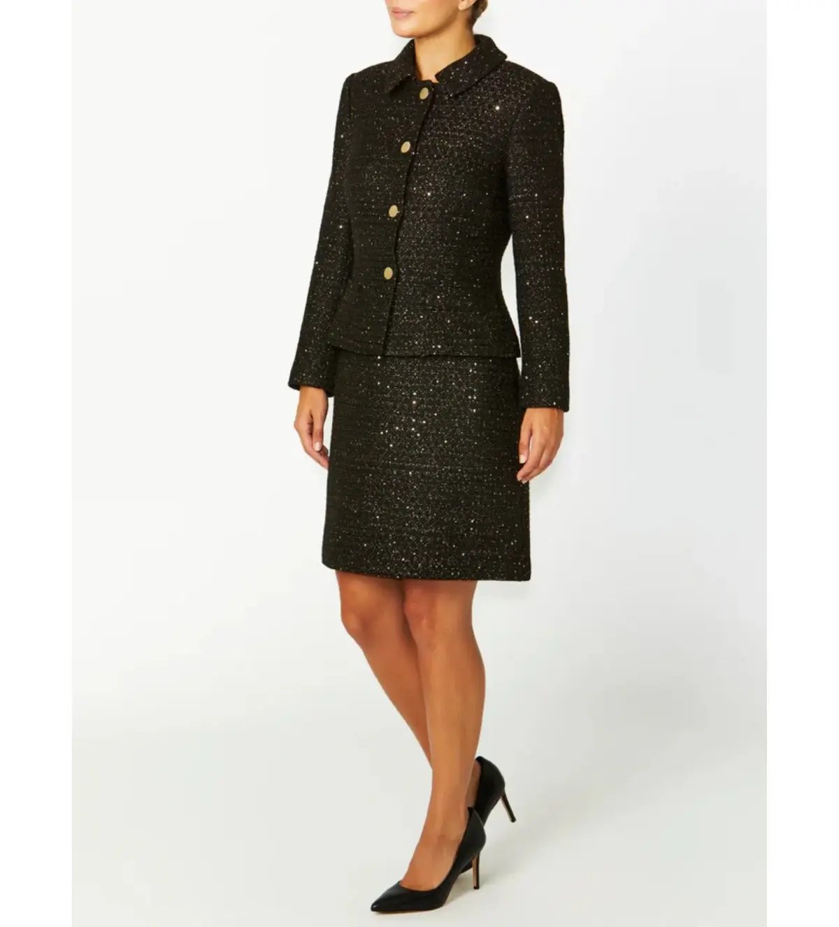 Anthea Crawford Cara Tweed Jacket Black One Size photo 2