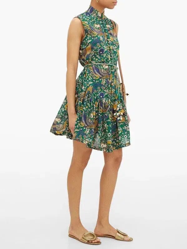 Zimmermann Edie Drop Waist Mini Dress Green Size AU 8 photo 3