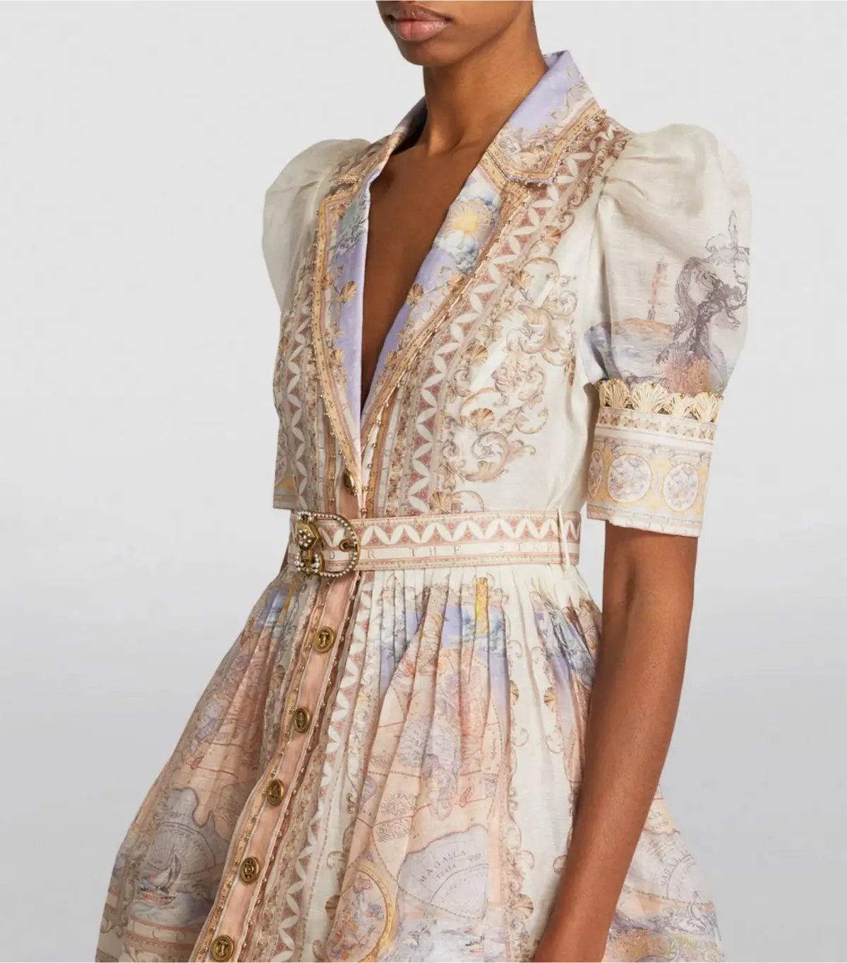 Zimmermann High Tide Mini Shirt Dress Odyssey Print Size 2 / AU 12 photo 2
