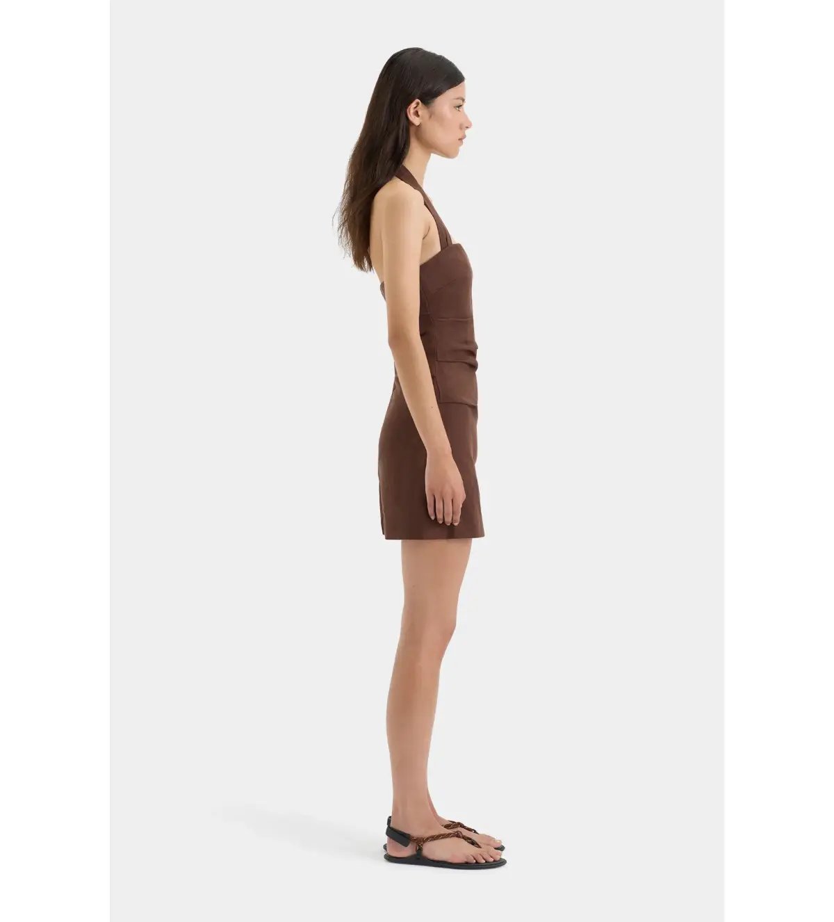 Sir The Label Noemi Halter Mini Dress Brown Size 10 photo 5