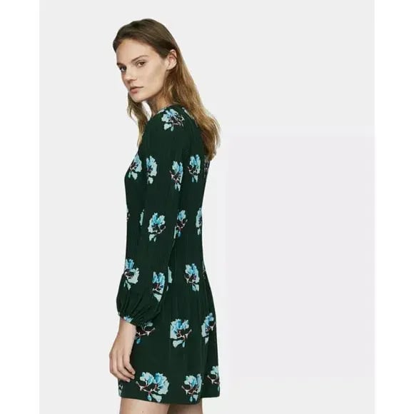 Maje Green Floral Dress Print Size 10 photo 2