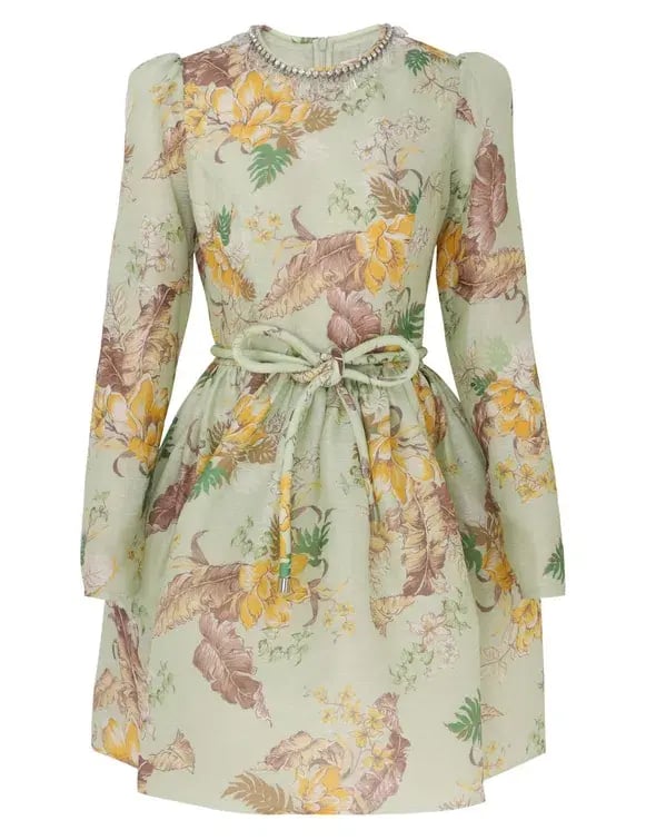 Zimmermann The Matchmaker Tulip Mini Dress in Mint Tropical Floral Size 0 / AU 8 photo 2