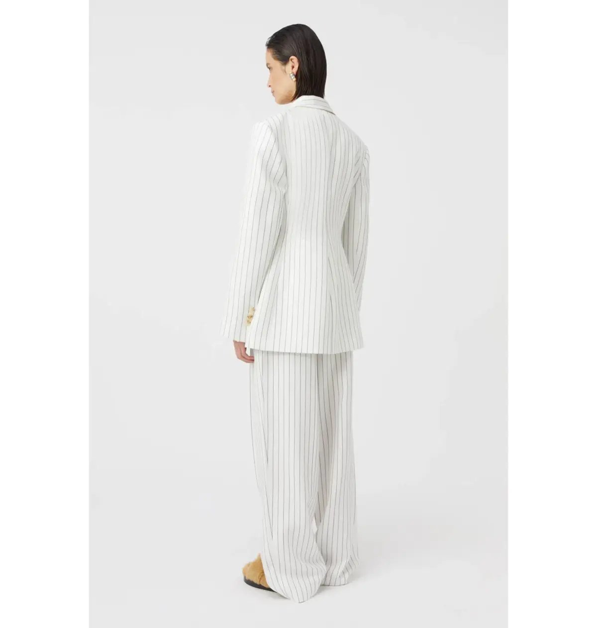 Camilla and Marc Jagger Blazer and Trousers Set White Pinstripe Size AU 8 photo 3